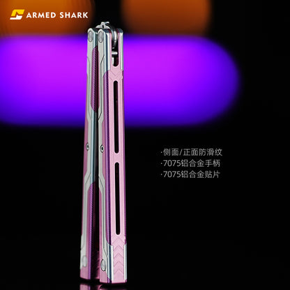 Armed Shark Ajax V1/V2 Balisong Clone Seven Series Aluminum Alloy+G10 Patch/All Aluminum  Handle Stainless Steel Trainer Blade Bushing Balisong