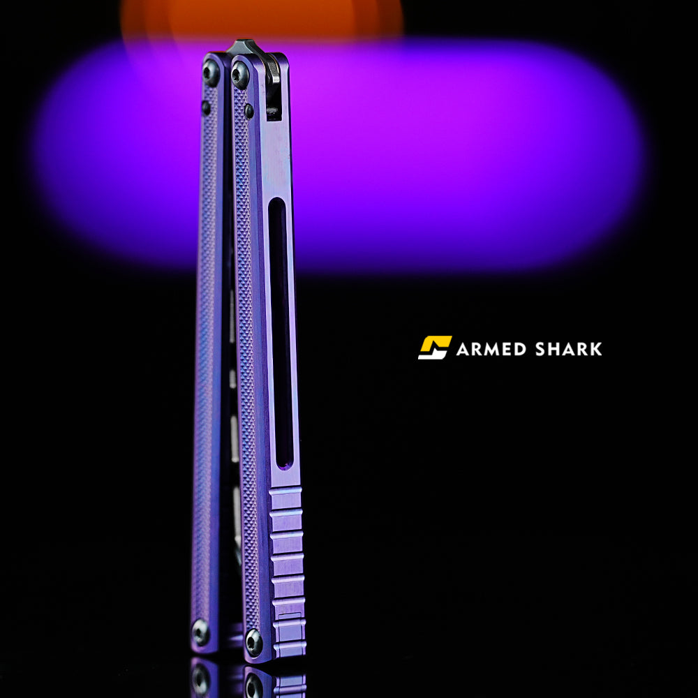 ARMED SHARK Sasaki Balisong Clone TC4 Titanium Alloy Handle 5CR15 Stainless Steel Blade Bushing