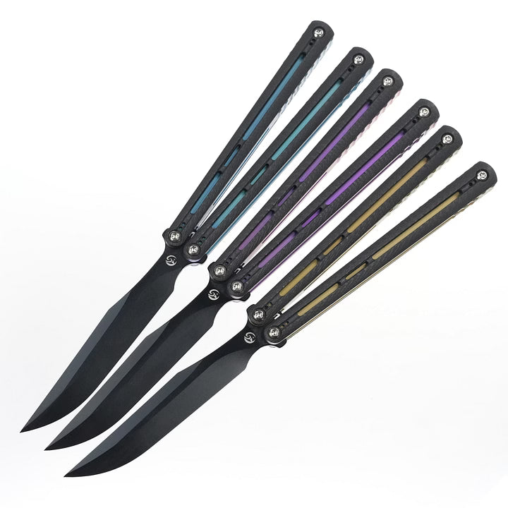 Fixedstarknife Shinyou Original Balisong TC4 Titanium Lining+G10 Patch Handle 440C Stainless Steel Blade