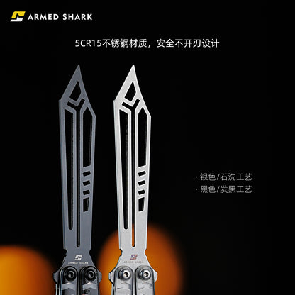 ARMED SHARK Transparent Acrylic Plate REP Balisong Clone 5CR15 Stainless Steel imported acrylic G10 integrated counterweight Bushings