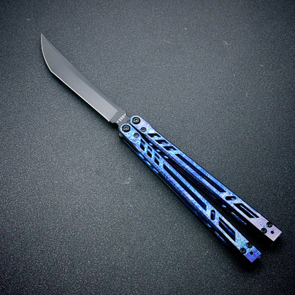 Baliplus Titanium BB Barebones Balisong Clone Titanium Alloy Sandwich Handle VG10 Blade Bushing