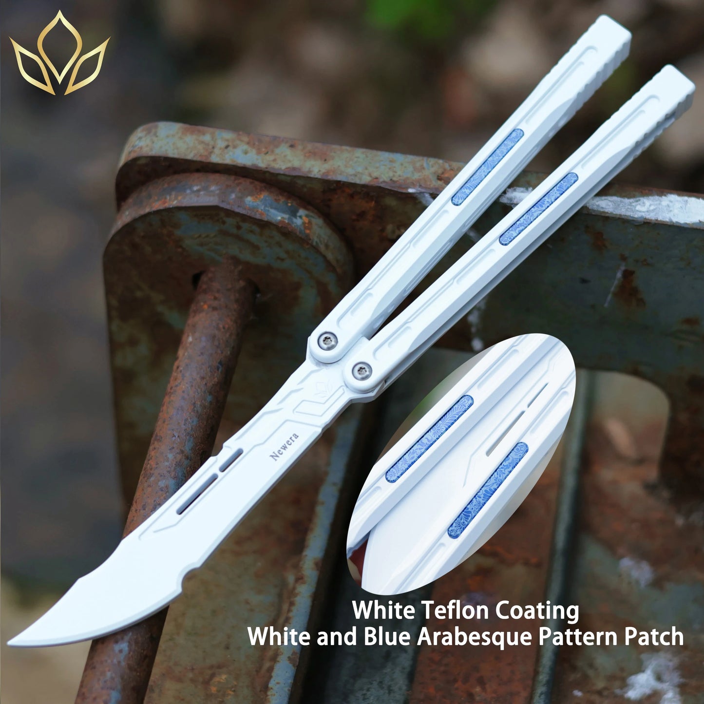 Newera JHong Original Balisong 7075 Aluminum TC4 Titanium Alloy Patch Handle 7075 Aluminum Blade Trainer Bushing