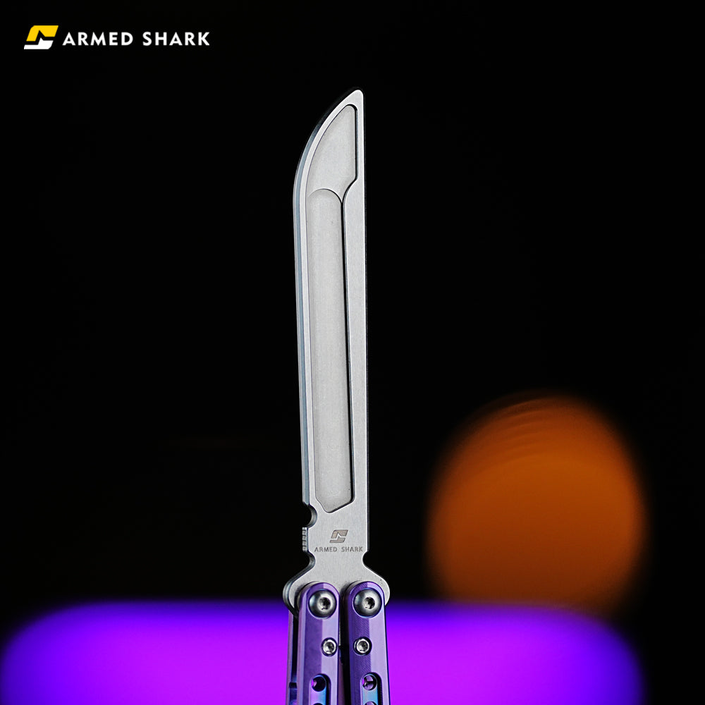 ARMED SHARK MASHIN Balisong Clone TC4 Titanium Alloy Handle 5CR15 Stainless Steel Blade Bushing