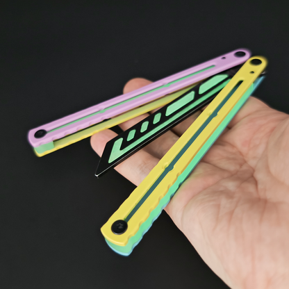 YY Noctilucent Steel Kraken Balisong Clone  Stainless Steel Handle Stainless Steel Blade Bushings