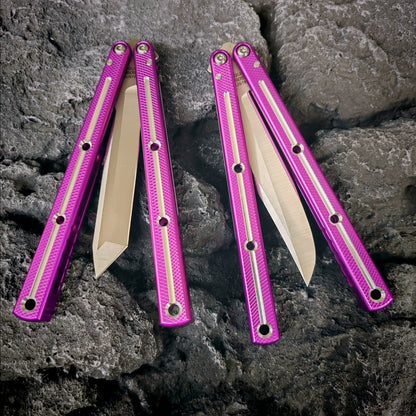 Baliplus 7075 Glossy Bright Slot Kraken V3 Aluminum Balisong Stainless Steel Blade Clone Bushing