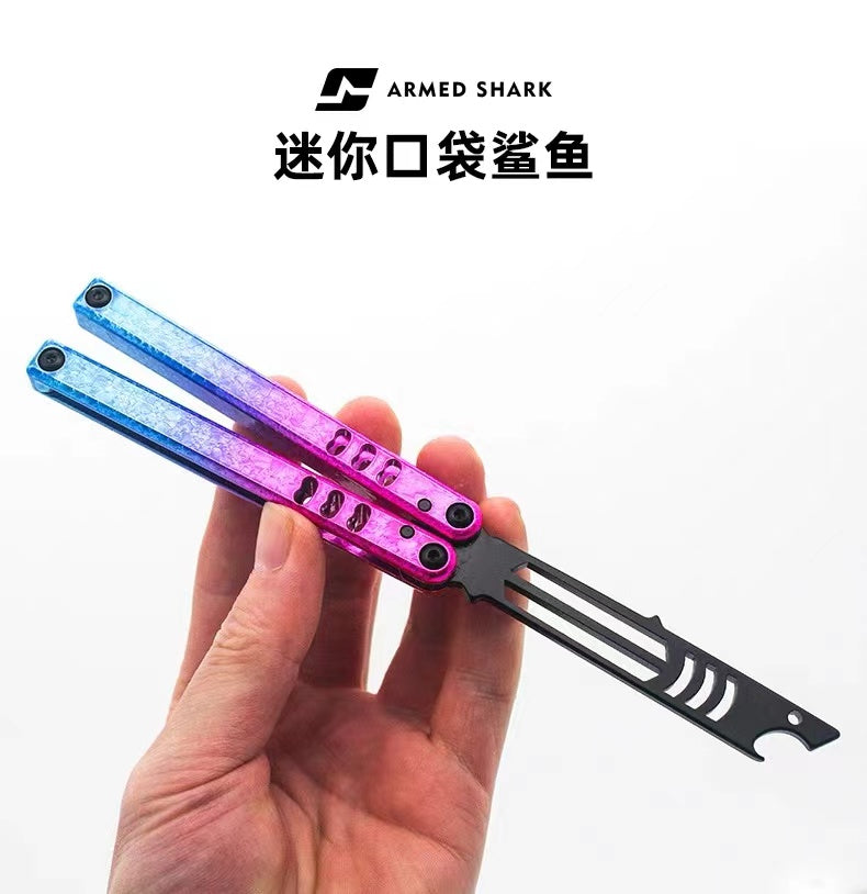 Armed Shark Mini Mako Balisong Clone 6061 Aviation Aluminum Handle 5CR15 Stainless Steel Trainer Blade