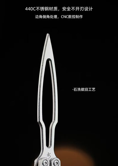 Armed Shark CK Balisong Clone TC4 titanium Alloy Handle 440C stainless steel Blade