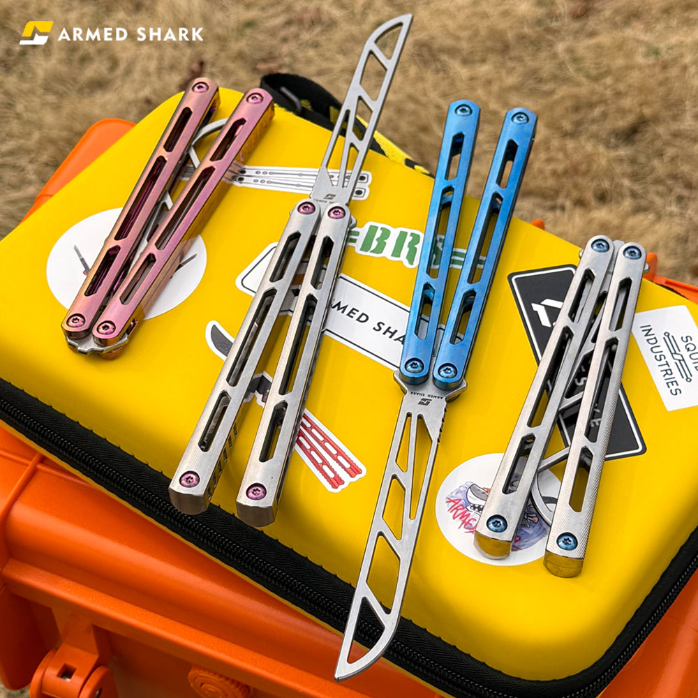 ARMED SHARK Tsunami Clone Titanium alloy handle stainless steel Trainer blade Bushing
