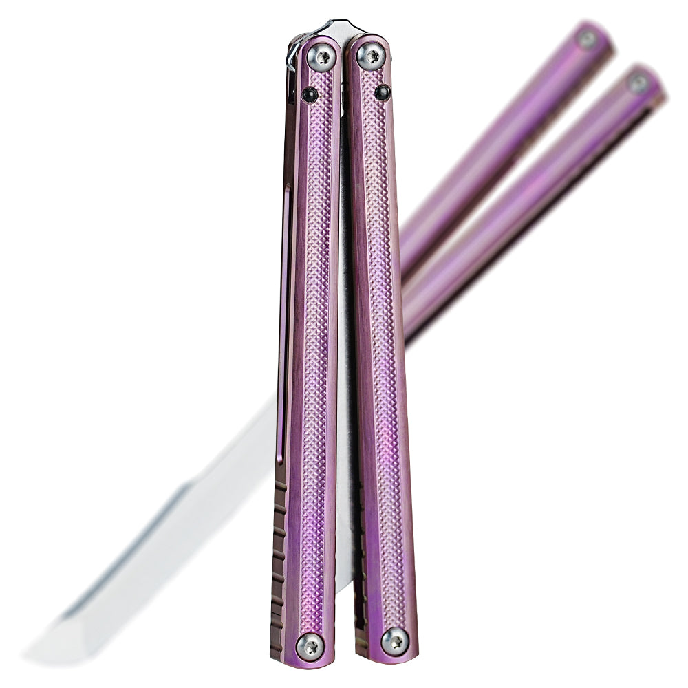 ARMED SHARK Sasaki/Sasori Fake Blade Balisong Clone TC4 Titanium Alloy Handle 14C28N MOV Stainless Steel Blade Bushing