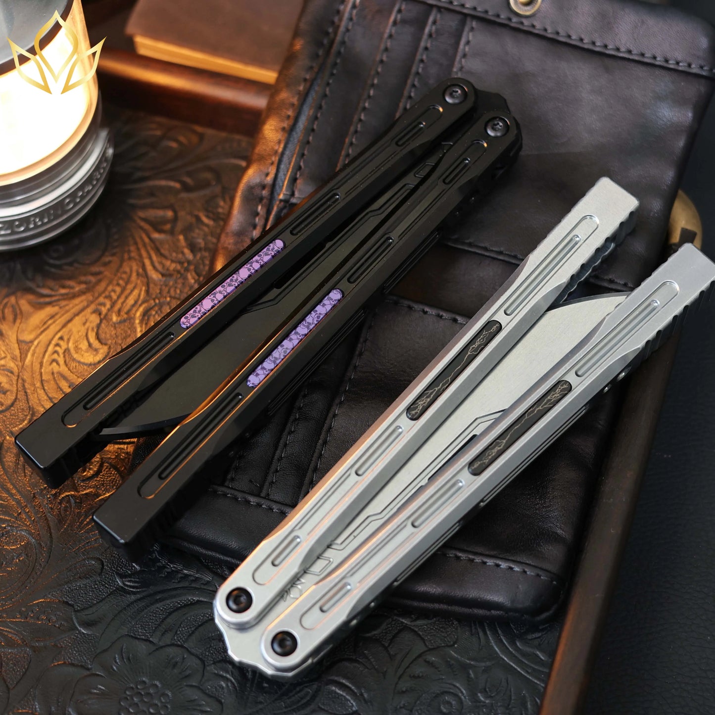 Newera JHong Original Balisong 7075 Aluminum TC4 Titanium Alloy Patch Handle 7075 Aluminum Blade Trainer Bushing