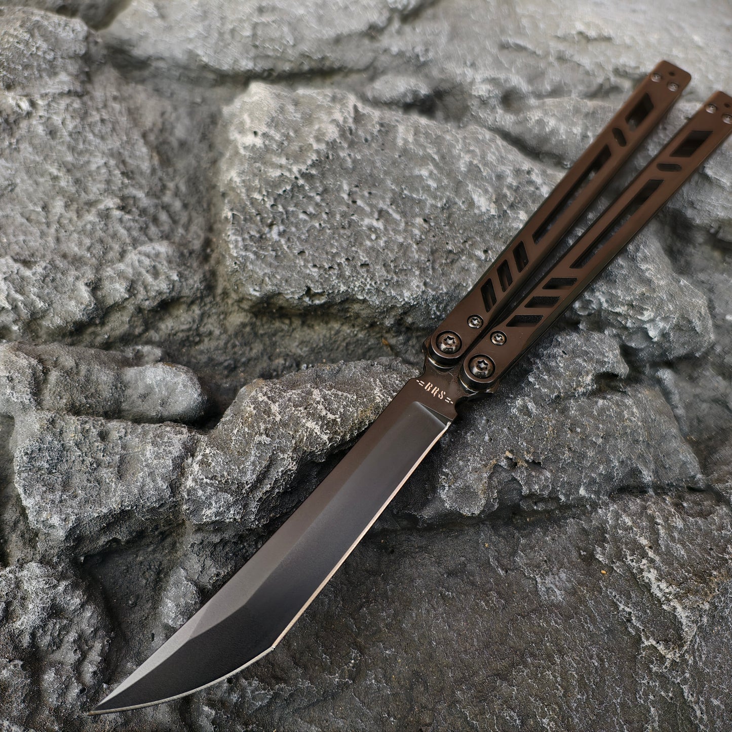 Baliplus Titanium BB Barebones Balisong Clone Titanium Alloy Sandwich Handle VG10 Blade Bushing