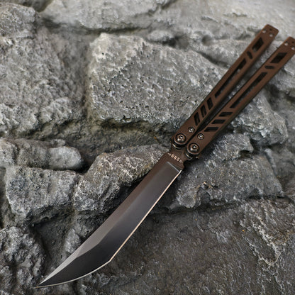 Baliplus Titanium BB Barebones Balisong Clone Titanium Alloy Sandwich Handle VG10 Blade Bushing