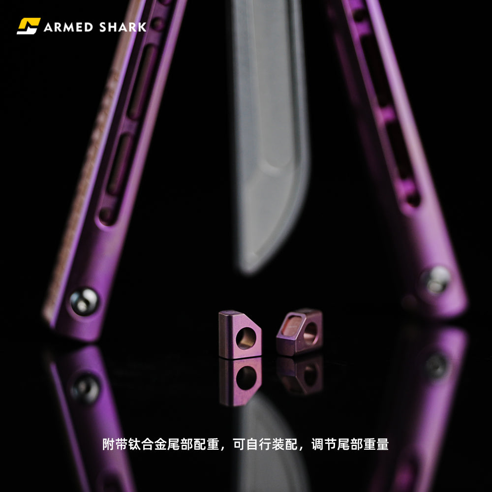 ARMED SHARK MASHIN Balisong Clone TC4 Titanium Alloy Handle 5CR15 Stainless Steel Blade Bushing