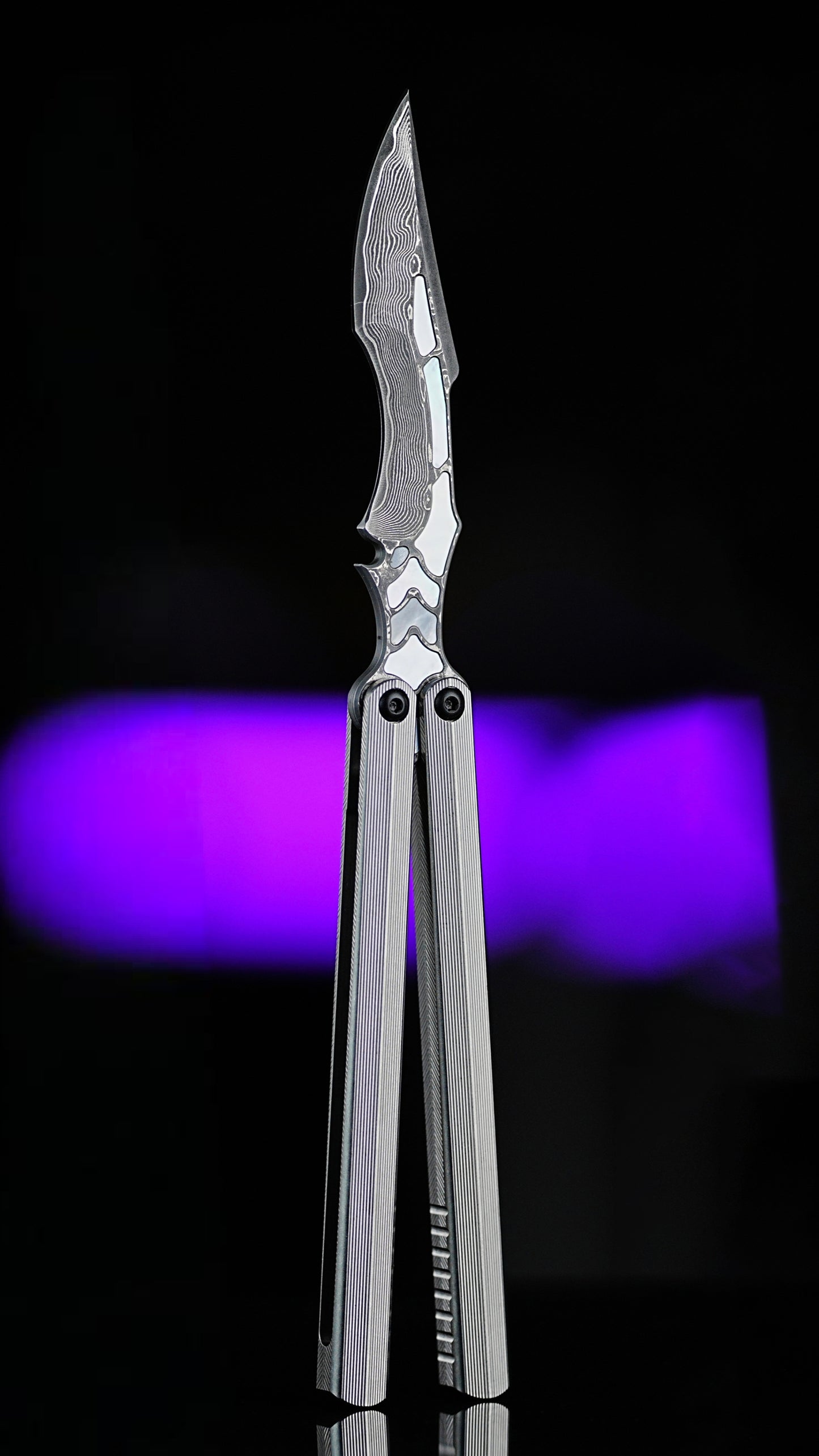 Armed Shark CK Viper Balisong Clone TC4 Titanium Alloy/Titanium Damascus Handle 14C28N MOV/Damascus Stainless Steel Fake Blade