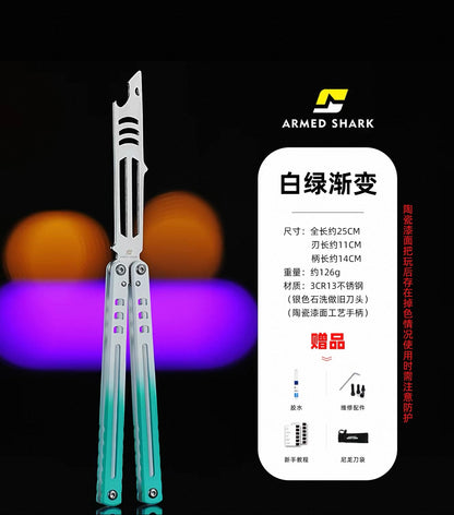ARMED SHARK Steel Madko Balisong Clone 3cr13 Stainless Steel Handle Stainless Steel Blade Bushings