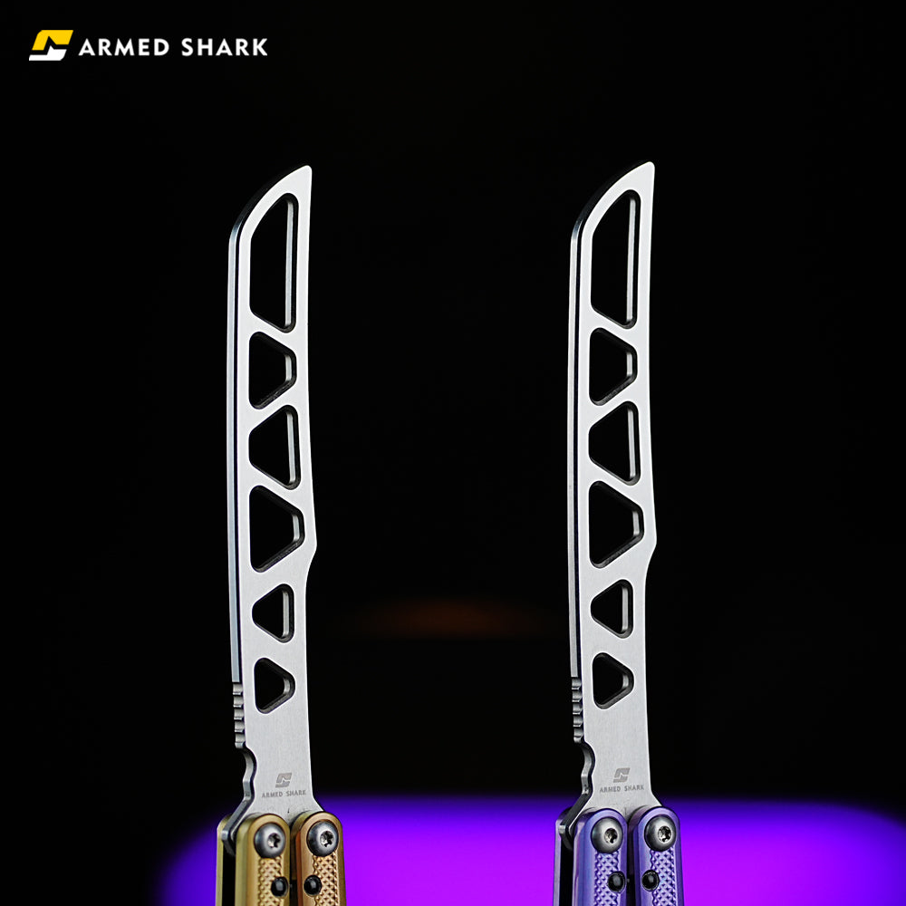 ARMED SHARK Sasaki Balisong Clone TC4 Titanium Alloy Handle 5CR15 Stainless Steel Blade Bushing