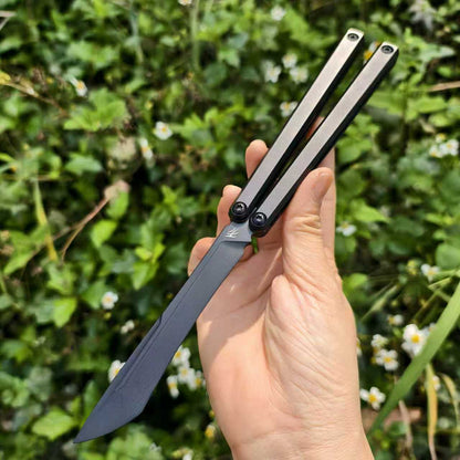 Baliplus Gaboon Balisong Clone Titanium Alloy Handle 14C28N Stainless Steel Blade Sandwich Structure