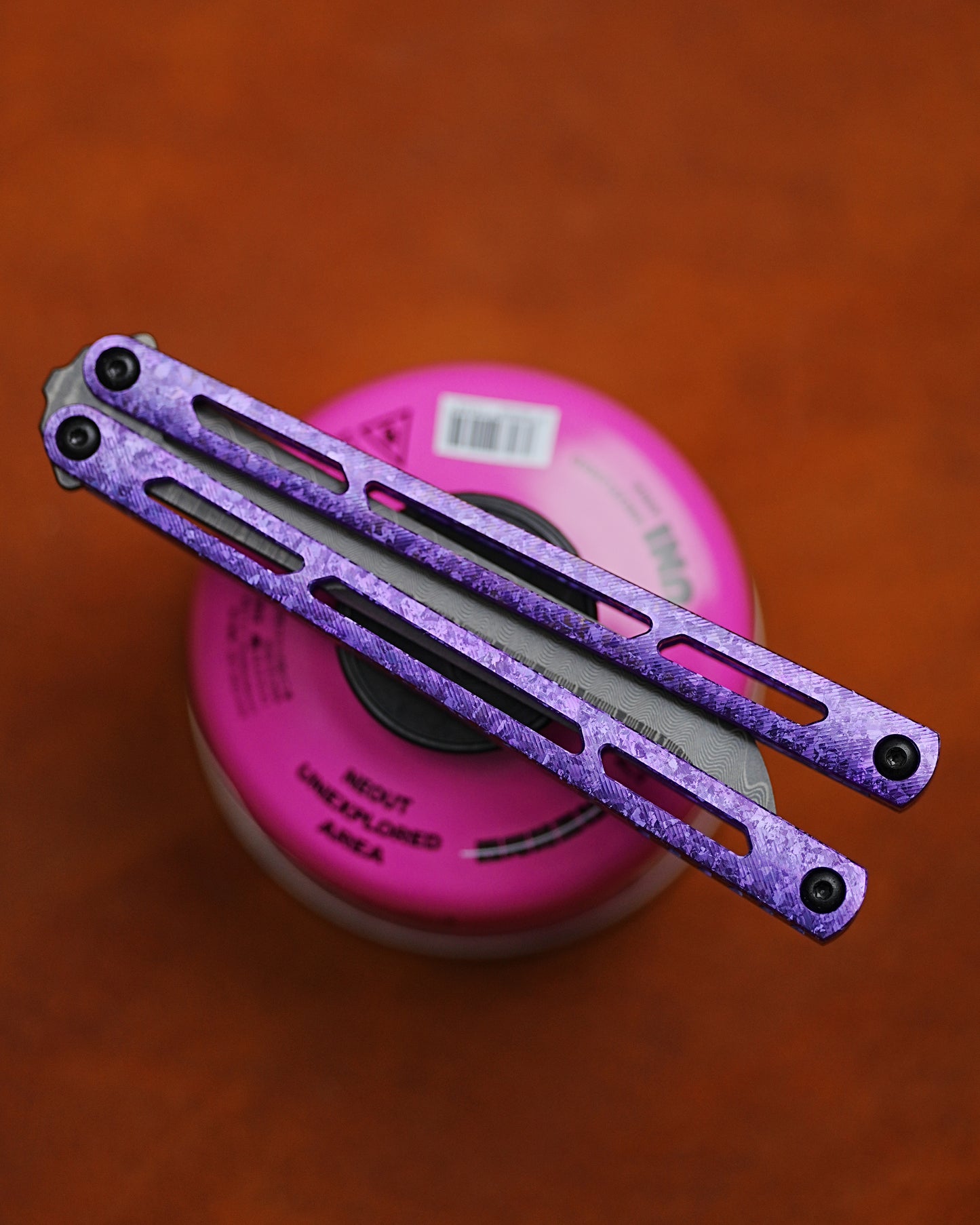 ARMED SHARK Tsunami Fake Blade Balisong Clone Ice crystal titanium alloy/TC4 Titanium alloy handle Damascus stainless steel blade Bushing