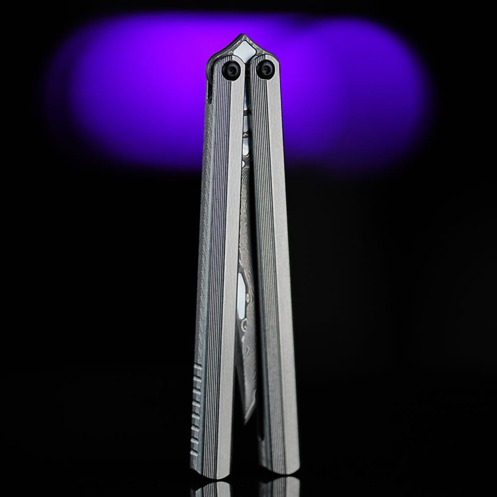 Armed Shark CK Viper Balisong Clone TC4 Titanium Alloy/Titanium Damascus Handle 14C28N MOV/Damascus Stainless Steel Fake Blade