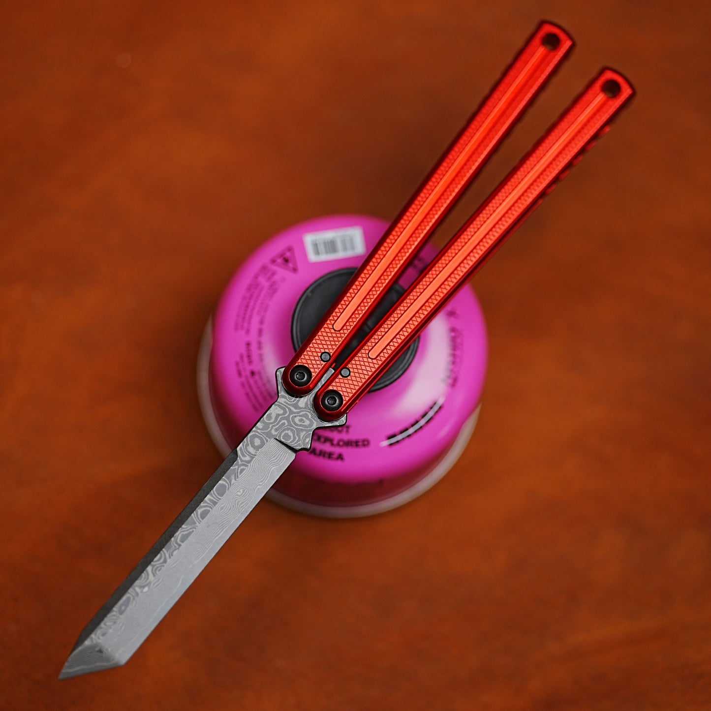 ARMED SHARK Glide Kraken Version Balisong clone Damascus fake blade/Trainer Seven series aluminum alloy handle stainless steel  blade Bushings