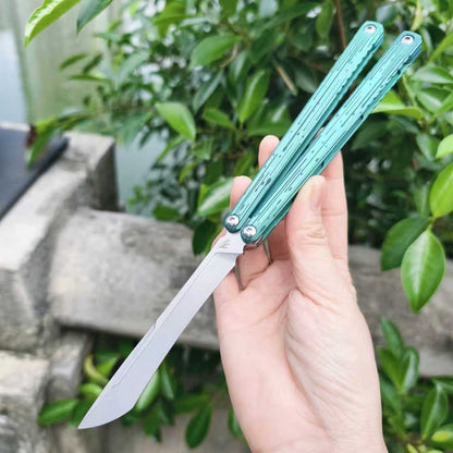 Baliplus Gaboon Balisong Clone Titanium Alloy Handle 14C28N Stainless Steel Blade Sandwich Structure