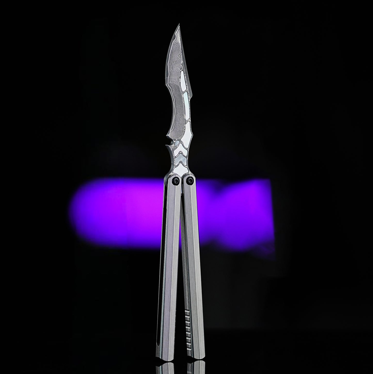Armed Shark CK Viper Balisong Clone TC4 Titanium Alloy/Titanium Damascus Handle 14C28N MOV/Damascus Stainless Steel Fake Blade