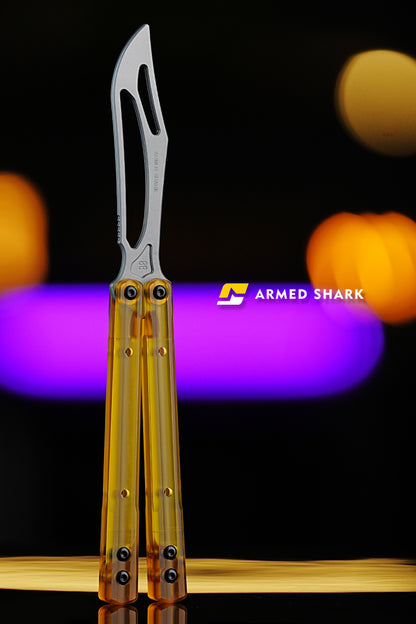 ARMED SHARK PEI Orca Balisong Clone Integrated Handle Made Of PEI Material TC4 Titanium Alloy Blade Bushing