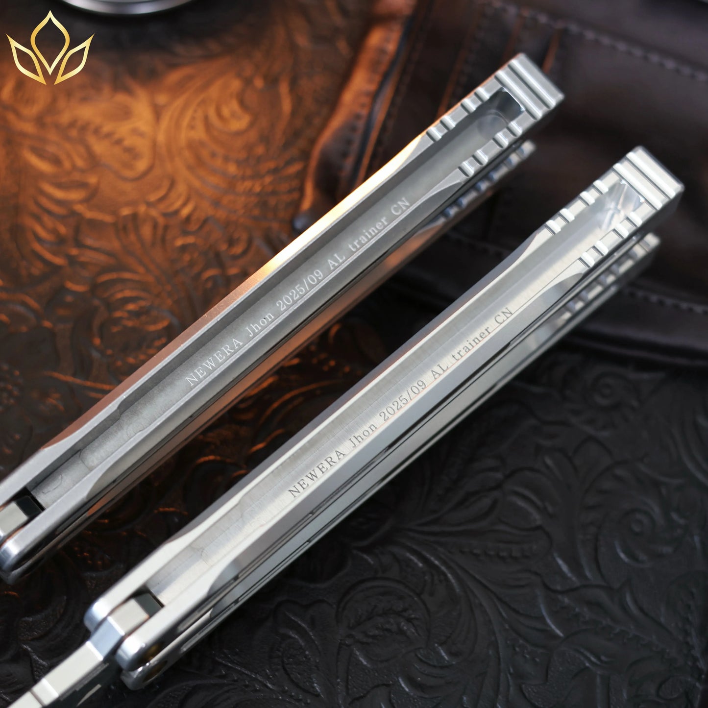 Newera JHong Original Balisong 7075 Aluminum TC4 Titanium Alloy Patch Handle 7075 Aluminum Blade Trainer Bushing