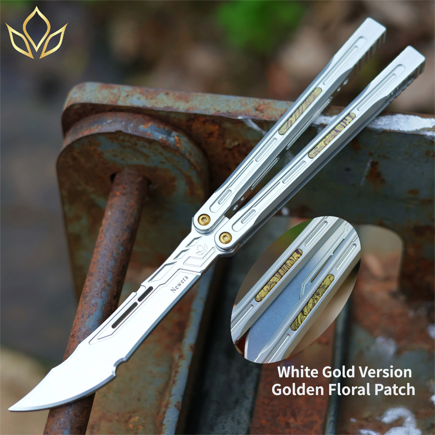 Newera JHong Original Balisong 7075 Aluminum TC4 Titanium Alloy Patch Handle 7075 Aluminum Blade Trainer Bushing