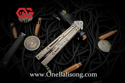 theone HOM bas Balisong clone Titanium alloy-handle stainless steel blade bushings Sandwich structure