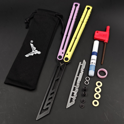 YY Noctilucent Steel Kraken Balisong Clone  Stainless Steel Handle Stainless Steel Blade Bushings