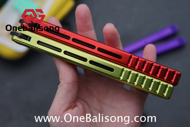 ARMED SHARK Glide Kraken Version Balisong clone Damascus fake blade/Trainer Seven series aluminum alloy handle stainless steel  blade Bushings