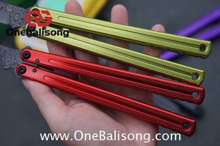 ARMED SHARK Glide Kraken Version Balisong clone Damascus fake blade/Trainer Seven series aluminum alloy handle stainless steel  blade Bushings