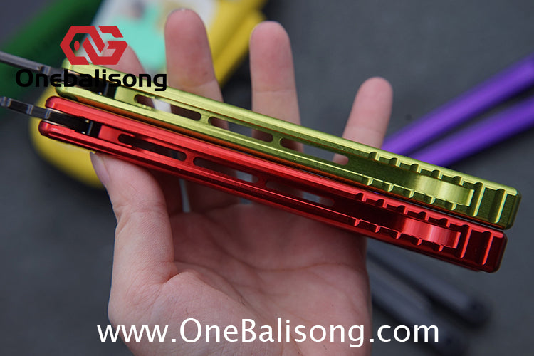 ARMED SHARK Glide Kraken Version Balisong clone Damascus fake blade/Trainer Seven series aluminum alloy handle stainless steel  blade Bushings