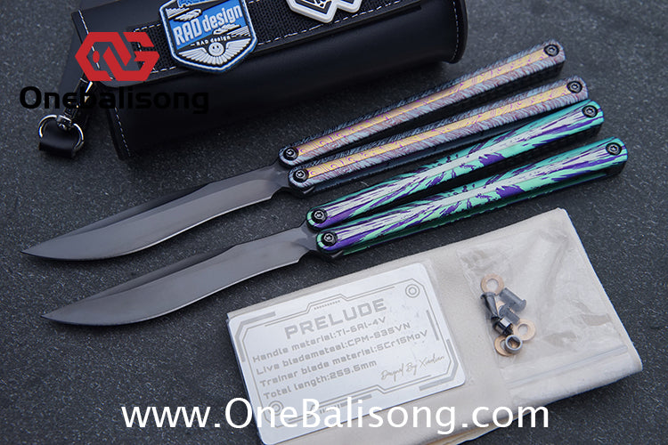 RAD Prelude Genuine Balisong Titanium-6AL-4V Handle CPM-S35VN Stainless Steel Live Blade Bushing