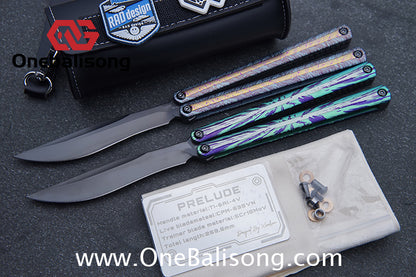 RAD Prelude Genuine Balisong Titanium-6AL-4V Handle CPM-S35VN Stainless Steel Live Blade Bushing