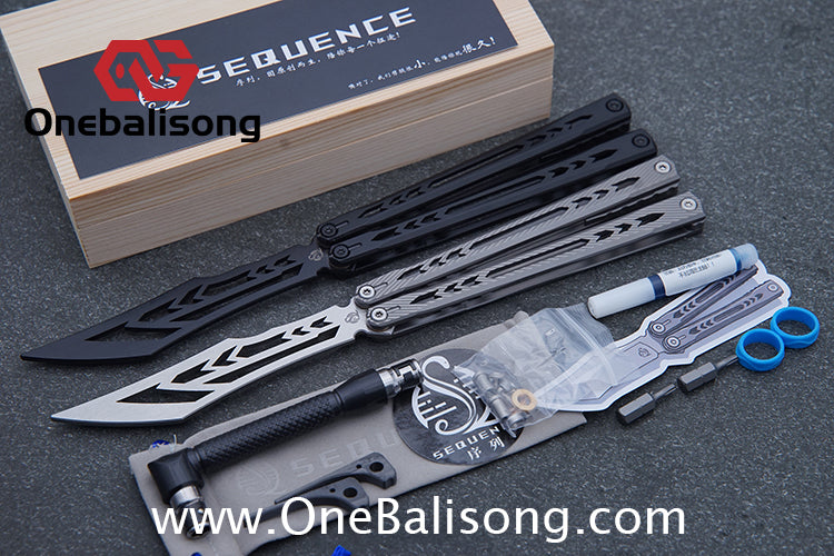 Sequence Bitter Cold Original Balisong Titanium Alloy Handle Stainless Steel Blade Bushings