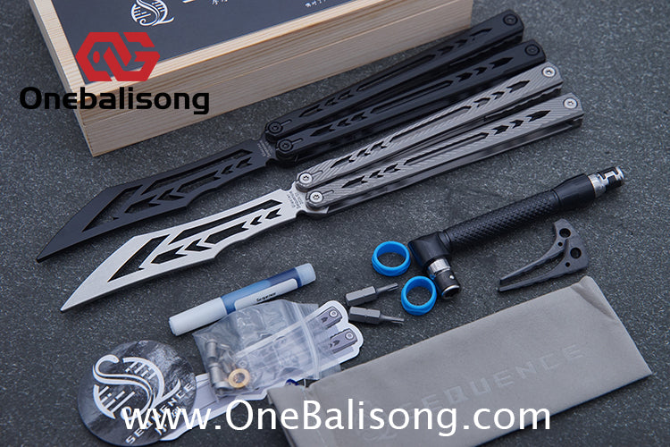 Sequence Bitter Cold Original Balisong Titanium Alloy Handle Stainless Steel Blade Bushings