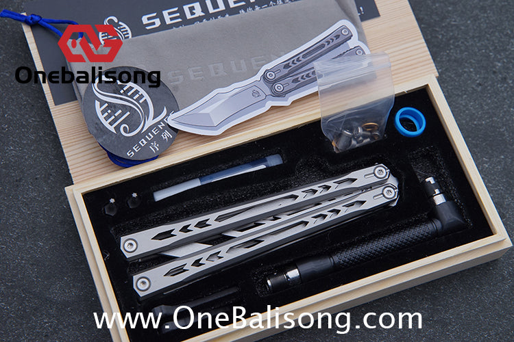 Sequence Bitter Cold Original Balisong Titanium Alloy Handle Stainless Steel Blade Bushings