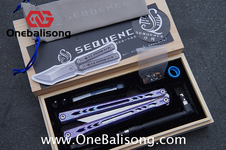 Sequence Bitter Cold Original Balisong Titanium Alloy Handle Stainless Steel Blade Bushings