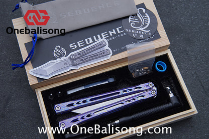 Sequence Glacier Original Balisong TC4 Titanium Alloy Handle 440c Stainless Steel Blade Bushings