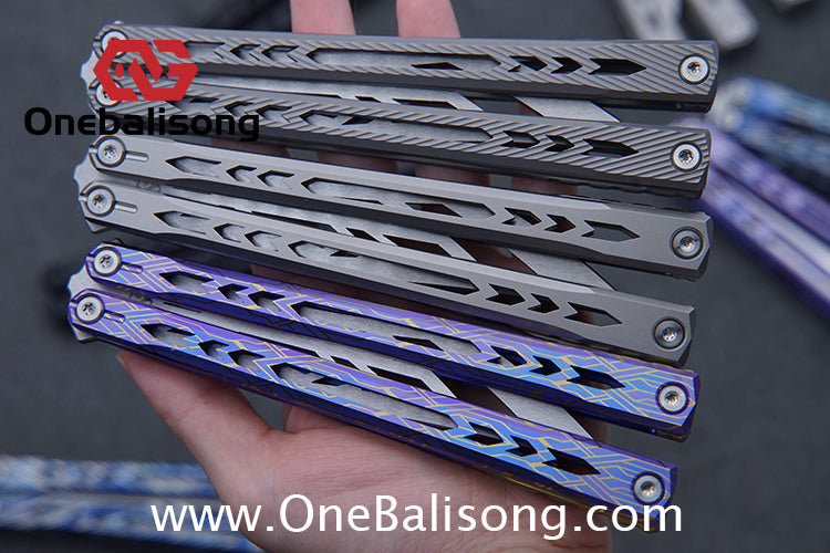 Sequence Bitter Cold Original Balisong Titanium Alloy Handle Stainless Steel Blade Bushings