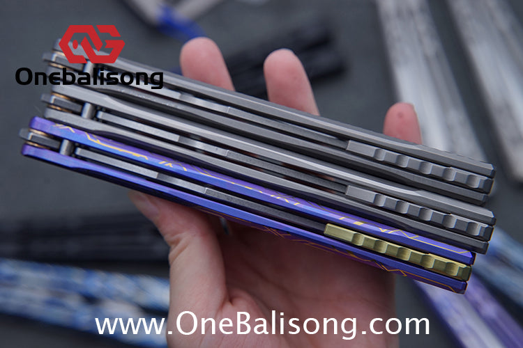 Sequence Bitter Cold Original Balisong Titanium Alloy Handle Stainless Steel Blade Bushings