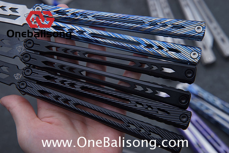 Sequence Bitter Cold Original Balisong Titanium Alloy Handle Stainless Steel Blade Bushings
