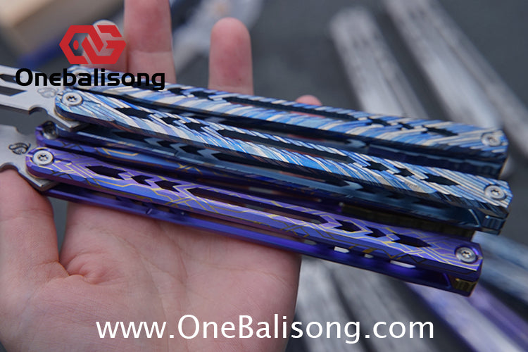 Sequence Bitter Cold Original Balisong Titanium Alloy Handle Stainless Steel Blade Bushings