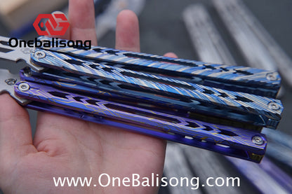 Sequence Glacier Original Balisong TC4 Titanium Alloy Handle 440c Stainless Steel Blade Bushings