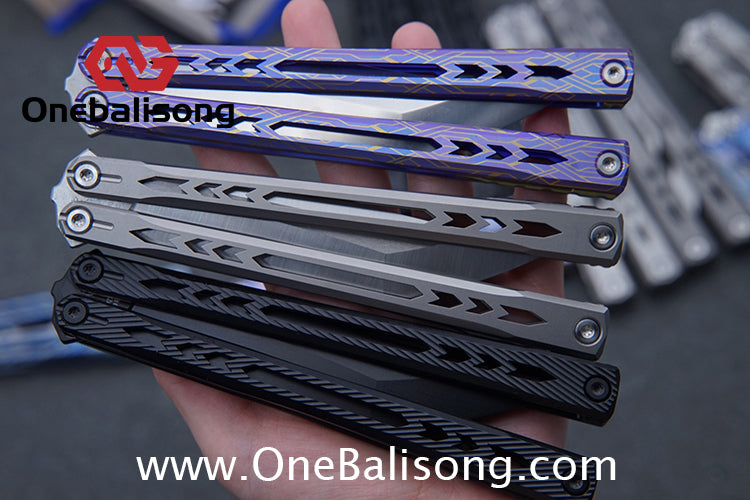 Sequence Bitter Cold Original Balisong Titanium Alloy Handle Stainless Steel Blade Bushings