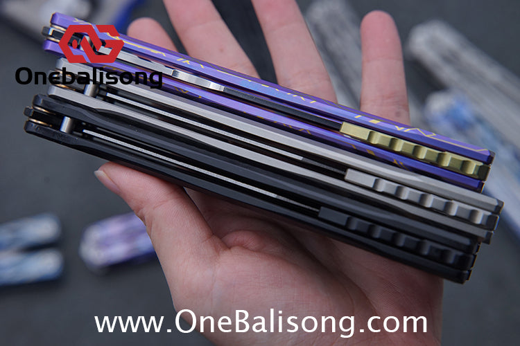 Sequence Bitter Cold Original Balisong Titanium Alloy Handle Stainless Steel Blade Bushings