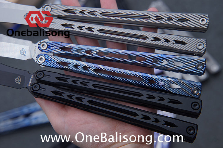 Sequence Bitter Cold Original Balisong Titanium Alloy Handle Stainless Steel Blade Bushings