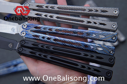 Sequence Glacier Original Balisong TC4 Titanium Alloy Handle 440c Stainless Steel Blade Bushings